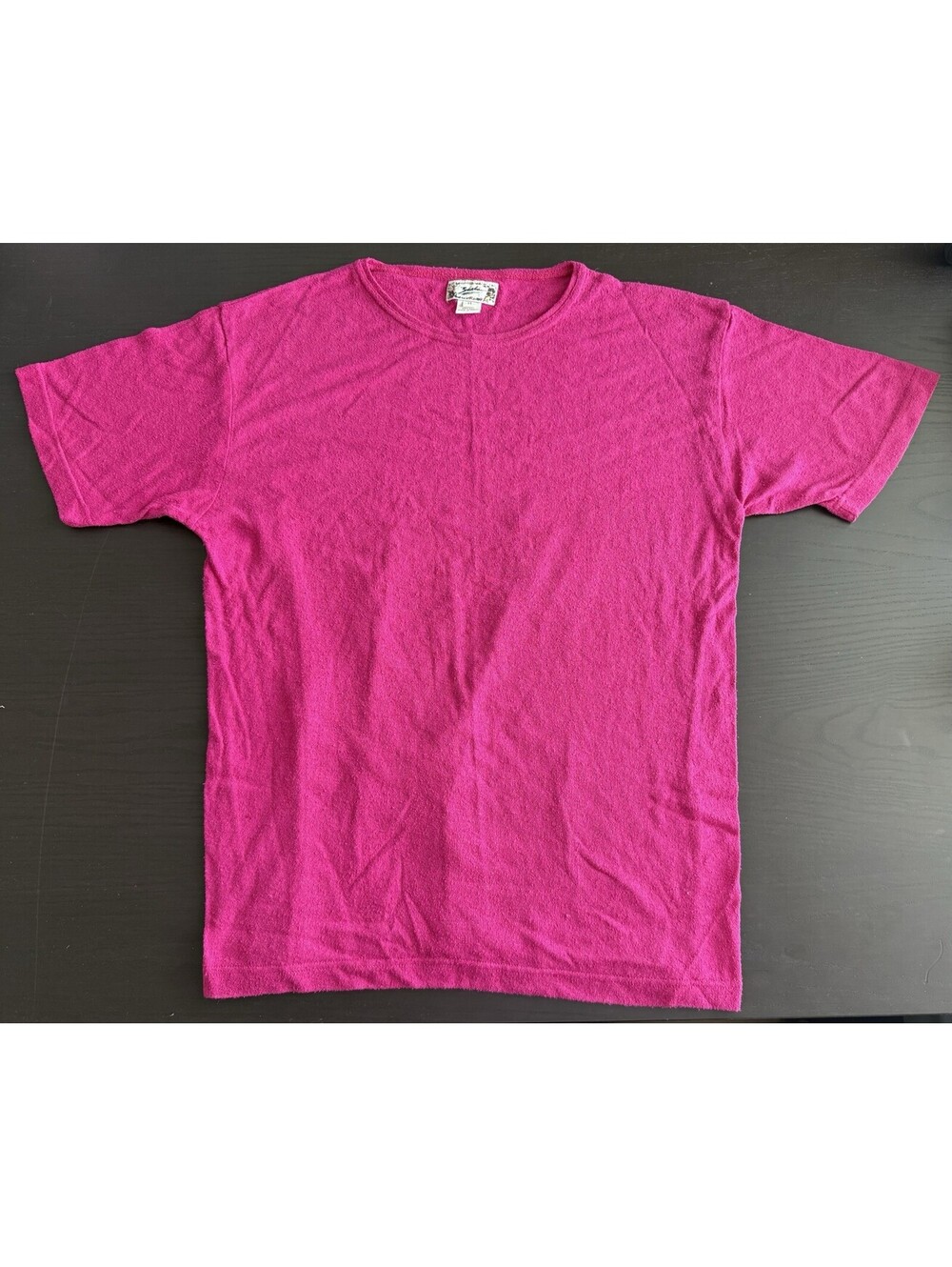 VTG Zashi 100% Silk Knit T-Shirt Womens Medium Hot Pink Crewneck Short Sleeve